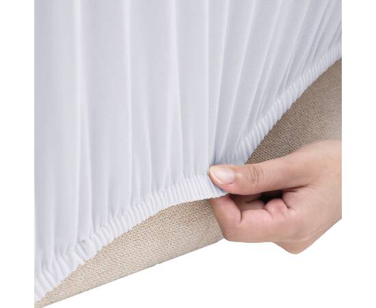 Husă elastică pentru canapea, poliester jersey, alb, 3 image