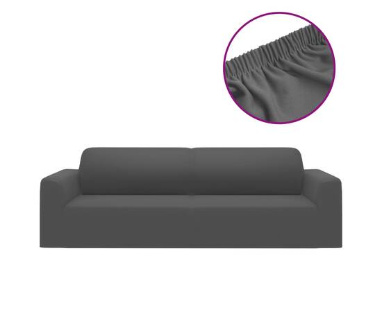 Husă elastică pentru canapea 3 locuri poliester jersey antracit, 2 image