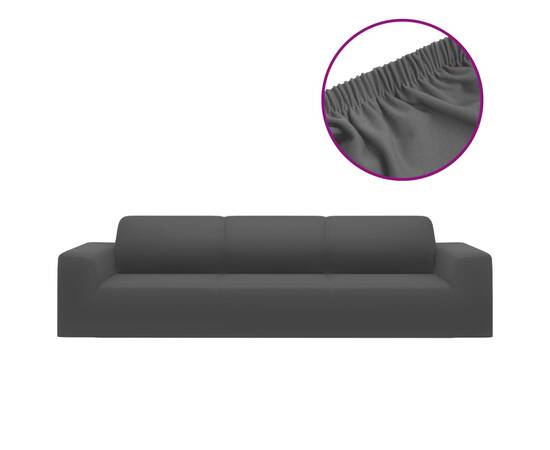 Husă elastică pentru canapea 4 locuri poliester jersey antracit, 2 image