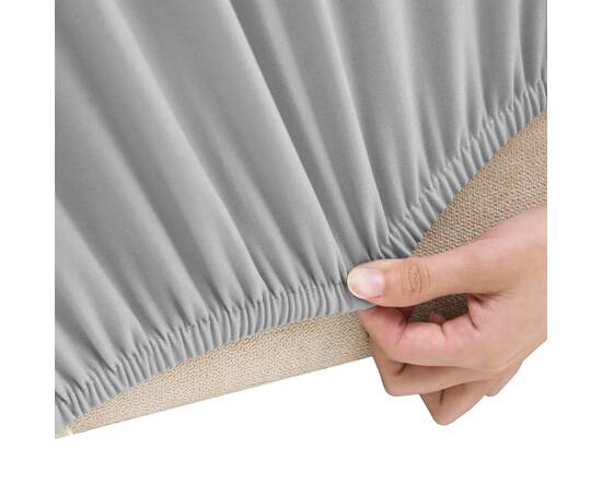 Husă elastică pentru canapea cu 2 locuri poliester jerseu, gri, 3 image
