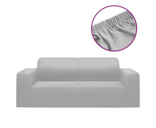 Husă elastică pentru canapea cu 2 locuri poliester jerseu, gri, 2 image