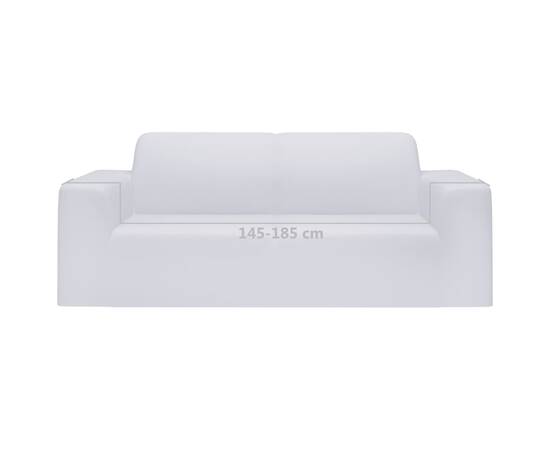 Husă elastică pentru canapea cu 2 locuri poliester jersey alb, 6 image