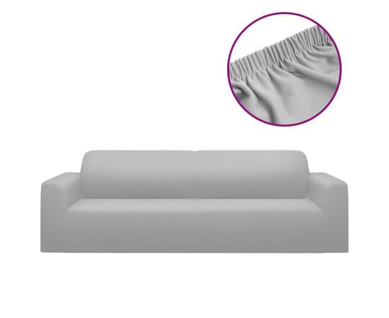 Husă elastică pentru canapea cu 3 locuri poliester jerseu, gri, 2 image