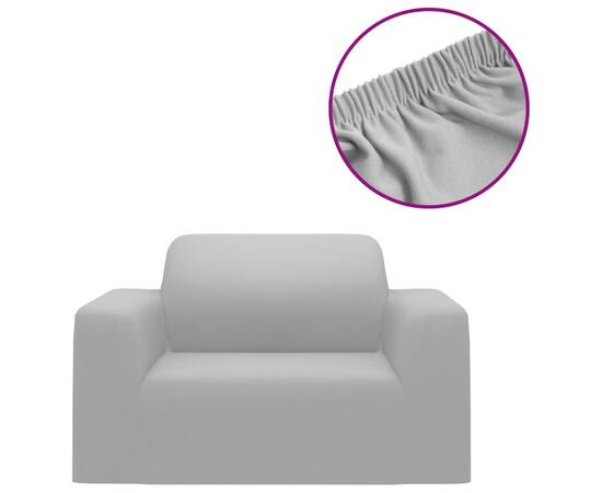 Husă elastică pentru canapea poliester jersey gri, 2 image