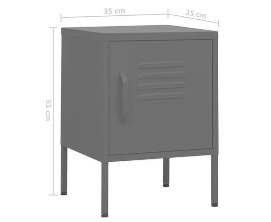 Noptieră, antracit, 35x35x51 cm oțel, 9 image