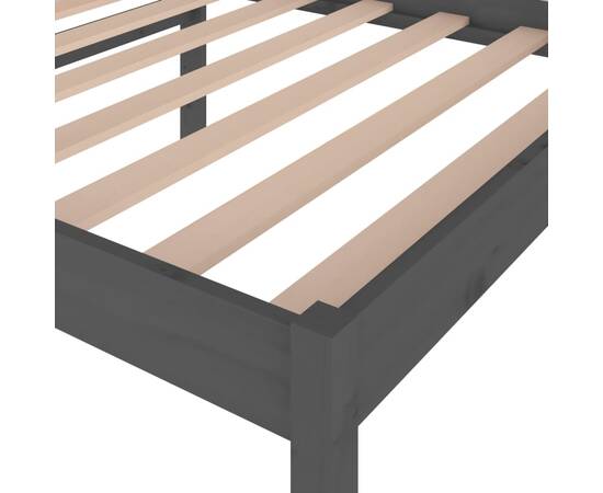 Cadru de pat, gri, 100x200 cm, lemn masiv de pin, 6 image