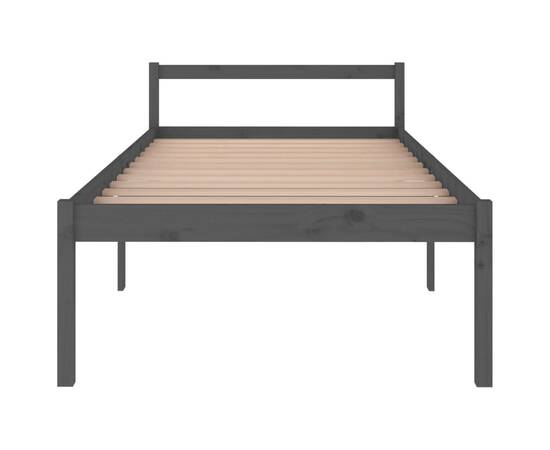 Cadru de pat, gri, 100x200 cm, lemn masiv de pin, 4 image