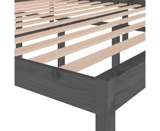 Cadru de pat, gri, 200x200 cm, lemn masiv de pin, 6 image
