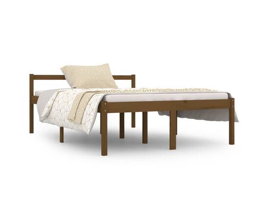 Cadru de pat, maro miere, 140x190 cm, lemn masiv, 2 image