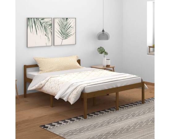 Cadru de pat 5ft king, maro, 150x200 cm, lemn masiv pin