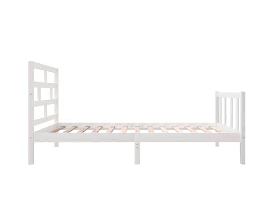 Cadru de pat single 3ft,alb, 90x190 cm, lemn masiv de pin, 5 image