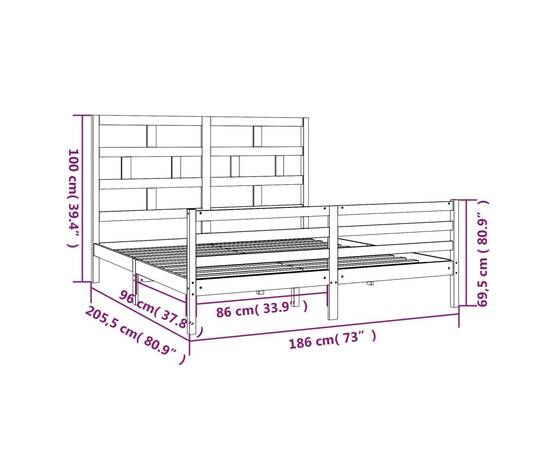 Cadru de pat super king 6ft, alb, 180x200 cm, lemn masiv, 9 image