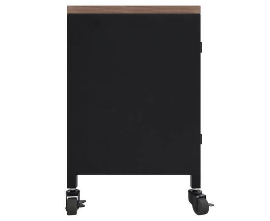 Comodă tv, negru, 110x30x43 cm, fier și lemn masiv de brad, 4 image