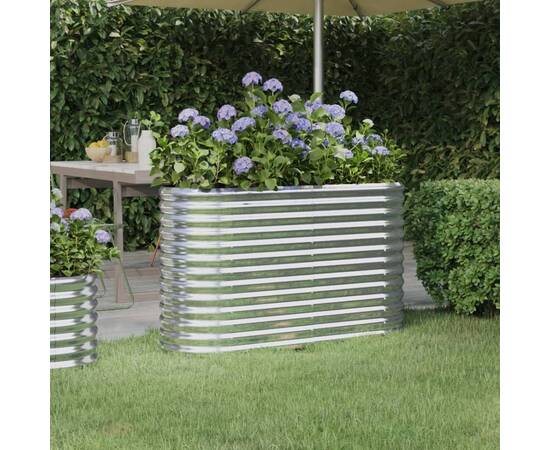 Jardinieră argintiu 114x40x68 cm oțel vopsit electrostatic