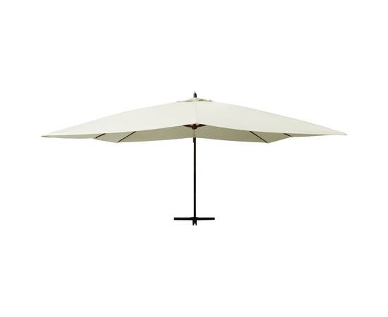 Umbrelă suspendată cu stâlp din lemn, alb nisipiu, 400x300 cm, 3 image