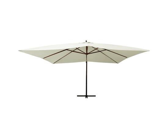 Umbrelă suspendată cu stâlp din lemn, alb nisipiu, 400x300 cm, 2 image