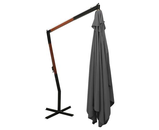 Umbrelă suspendată cu stâlp din lemn, antracit, 400x300 cm, 4 image