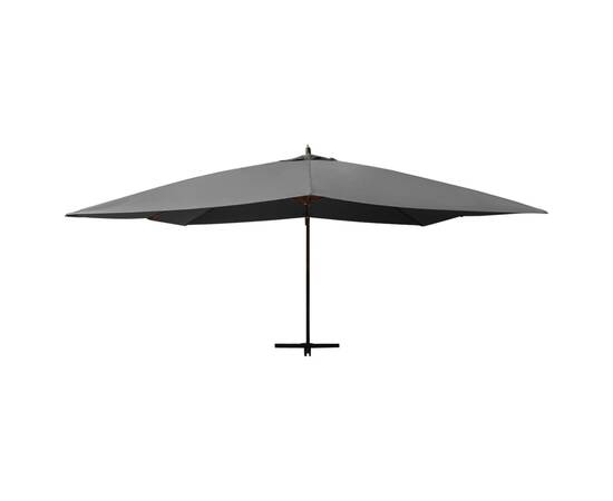 Umbrelă suspendată cu stâlp din lemn, antracit, 400x300 cm, 3 image