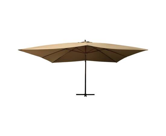 Umbrelă suspendată cu stâlp din lemn, gri taupe, 400x300 cm, 2 image