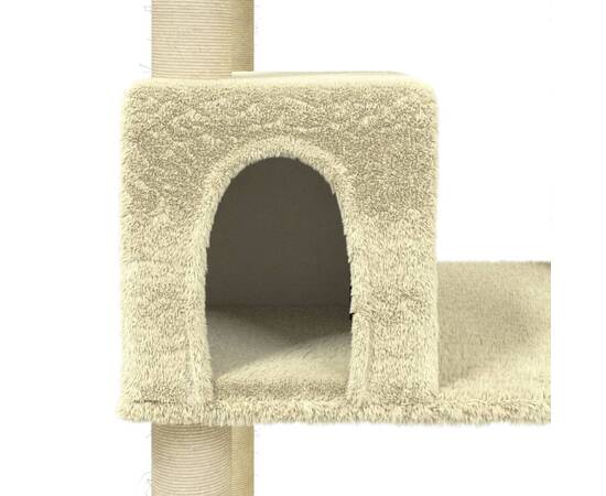Ansamblu pisici cu stâlpi din funie de sisal, crem, 141 cm, 7 image