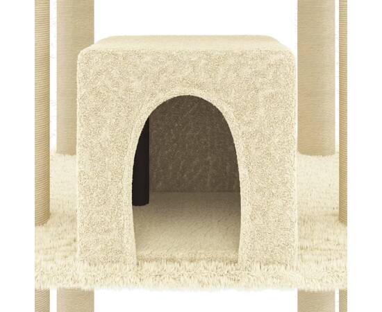 Ansamblu pisici cu stâlpi din funie de sisal, crem, 216 cm, 7 image