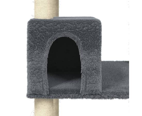 Ansamblu pisici cu stâlpi din funie de sisal, gri închis 141 cm, 7 image