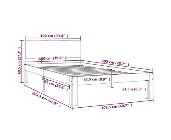 Cadru de pat, 100x200 cm, lemn masiv de pin, 8 image
