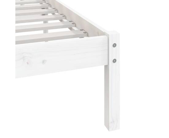 Cadru pat, alb, 140x190 cm, lemn masiv de pin, 7 image