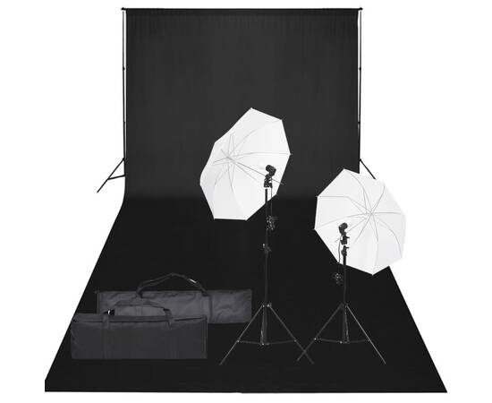Kit studio foto cu set de lămpi și fundal