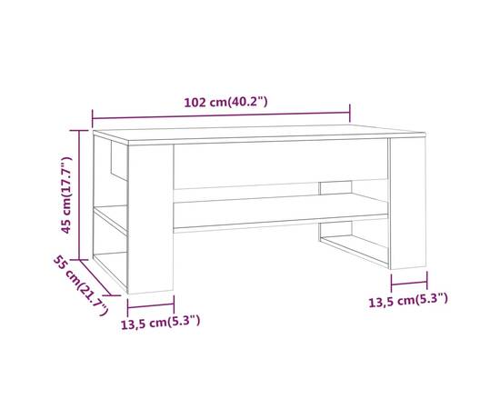 Măsuță de cafea, alb, 102x55x45 cm, lemn prelucrat, 7 image