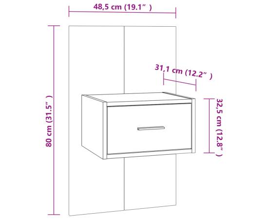 Noptieră de perete,stejar sonoma, lemn prelucrat, 8 image