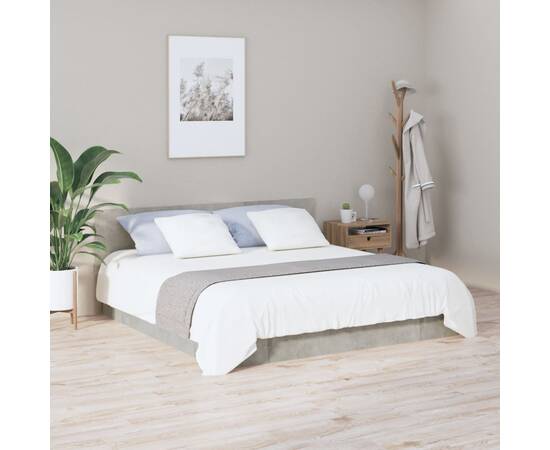Tăblie de pat, gri beton, 200x1,5x80 cm, lemn prelucrat, 3 image