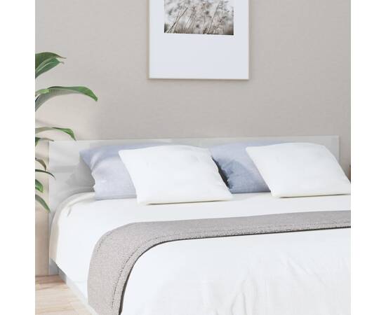 Tăblie de pat,alb extralucios, 200x1,5x80 cm, lemn prelucrat