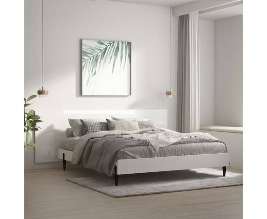 Tăblie pat/perete,alb extralucios,240x1,5x80 cm,lemn prelucrat