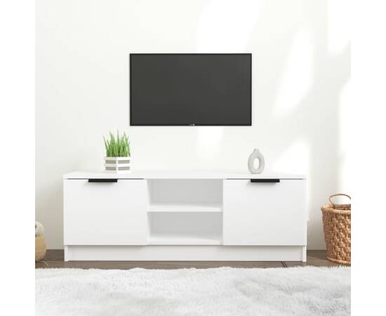 Comodă tv, alb, 102x35x36,5 cm, lemn prelucrat