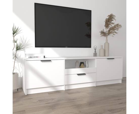 Comodă tv, alb, 140x35x40 cm, lemn prelucrat, 3 image