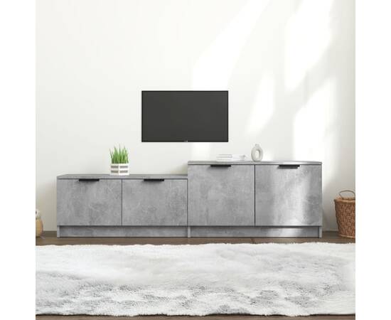 Comodă tv, gri beton, 158,5x36x45 cm, lemn prelucrat