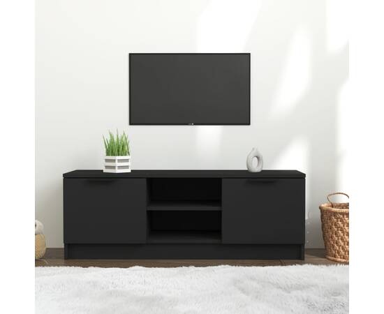 Comodă tv, negru, 102x35x36,5 cm, lemn prelucrat