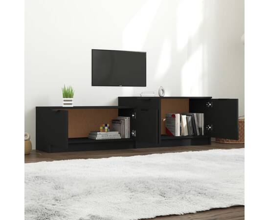 Comodă tv, negru, 158,5x36x45 cm, lemn prelucrat, 3 image