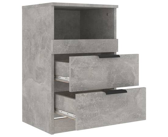 Noptiere, 2 buc., gri beton, lemn prelucrat, 6 image