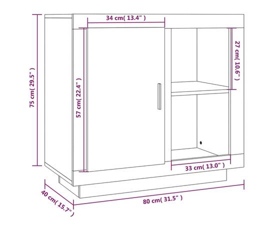 Servantă, gri beton, 80x40x75 cm, 9 image