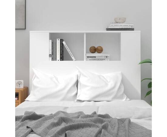 Tăblie de pat, alb extralucios, 100x18,5x104,5 cm, 3 image