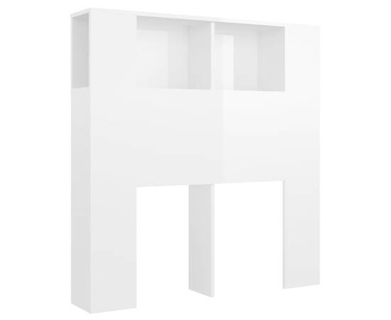 Tăblie de pat, alb extralucios, 100x18,5x104,5 cm, 2 image