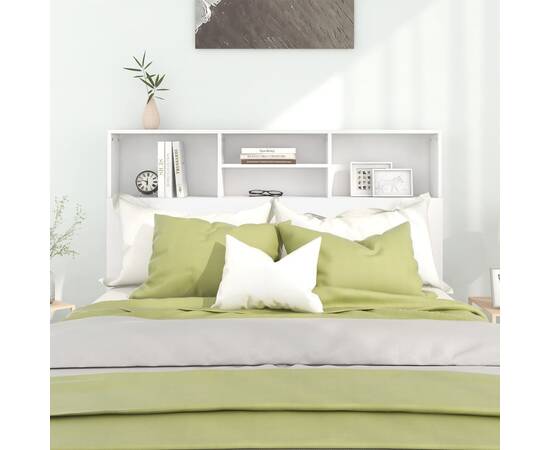 Tăblie de pat cu dulap, alb, 140x19x103,5 cm, 3 image