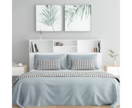 Tăblie de pat cu dulap, alb, 160x19x103,5 cm, 3 image