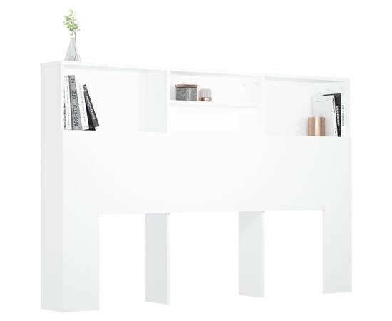 Tăblie de pat cu dulap, alb, 160x19x103,5 cm, 4 image