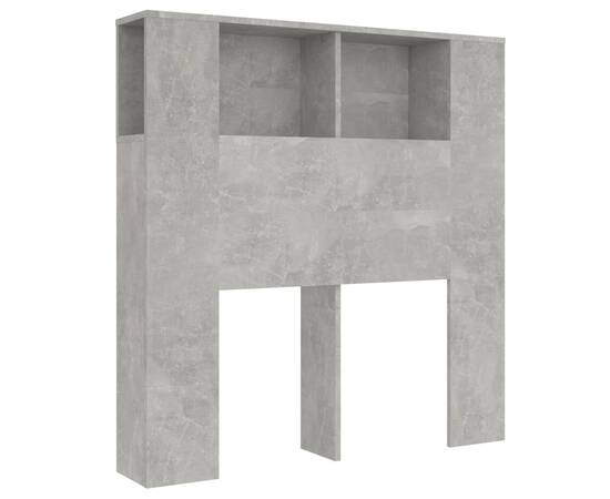 Tăblie de pat cu dulap, gri beton, 100x18,5x104,5 cm, 2 image