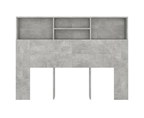 Tăblie de pat cu dulap, gri beton, 140x19x103,5 cm, 5 image