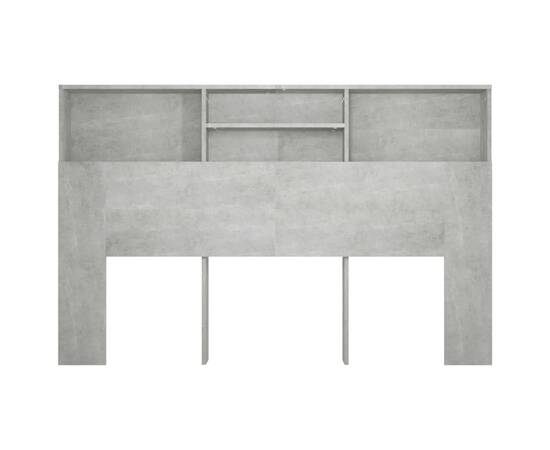 Tăblie de pat cu dulap, gri beton, 160x19x103,5 cm, 5 image