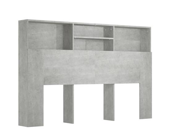 Tăblie de pat cu dulap, gri beton, 160x19x103,5 cm, 2 image